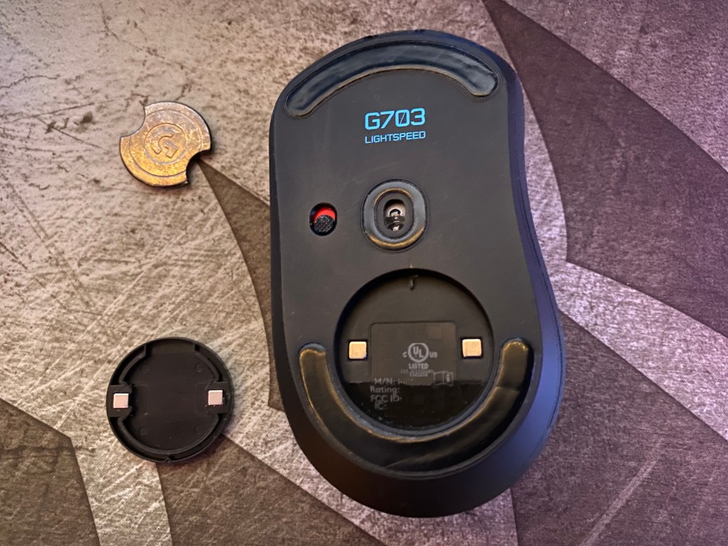 Adjustable weight in a gaming mouse.