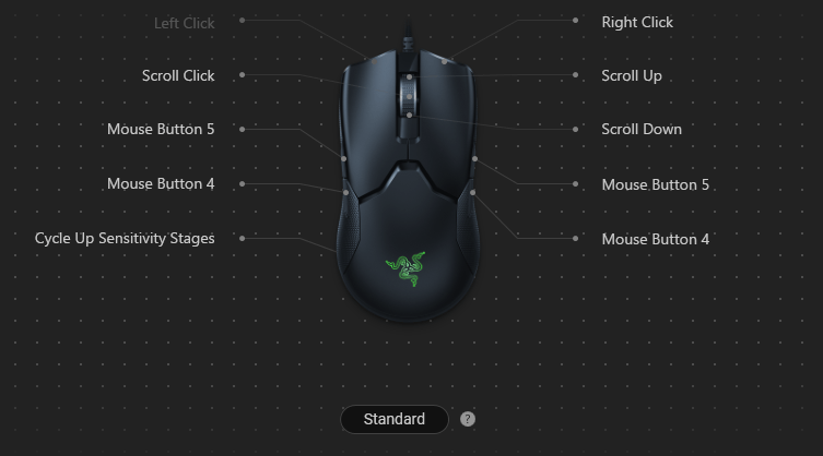 Razer Synapse software being used to control Razer Viper mouse.