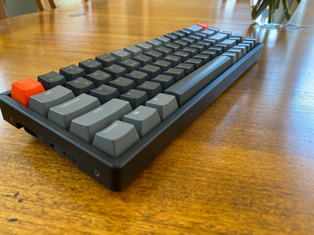 Angled view of Keychron K6 mechanical keyboard
