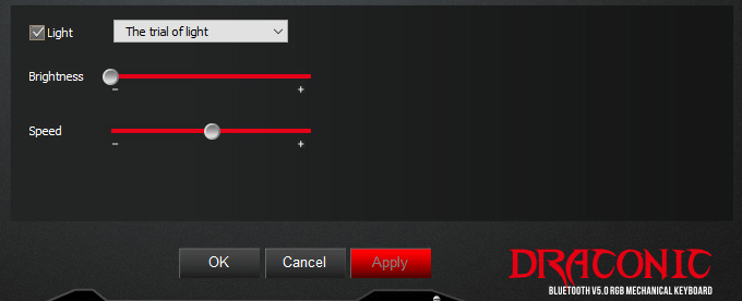 Lighting controls on Redragon Draconic software