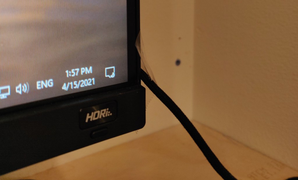 Mouse wire tied to a monitor