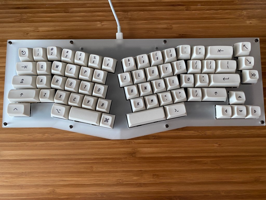 Mechanical keyboard with the Colemak layout.