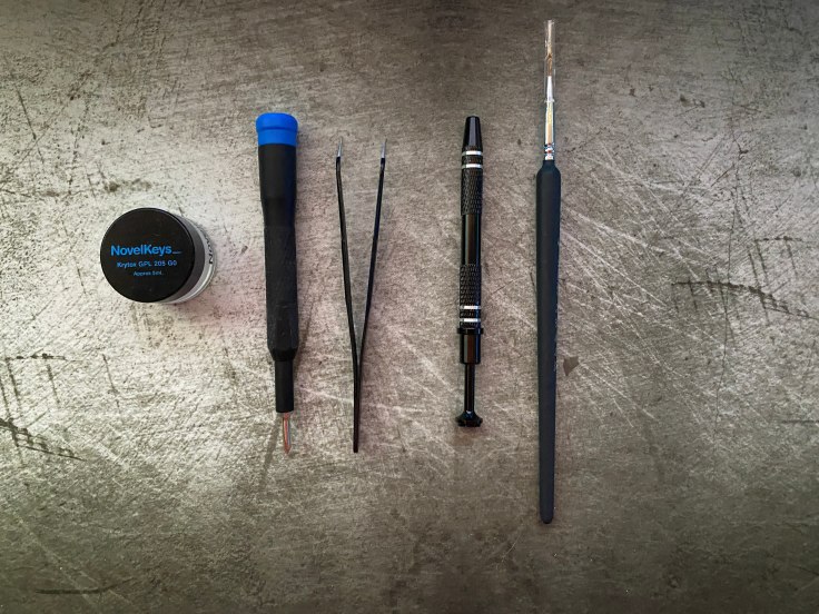 Tools to build a mechanical keyboard on a deskmat