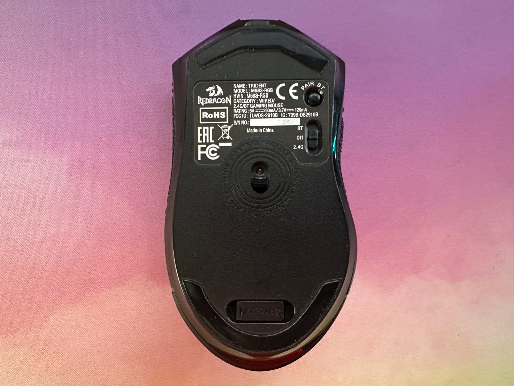 Bottom of Redragon M693 mouse